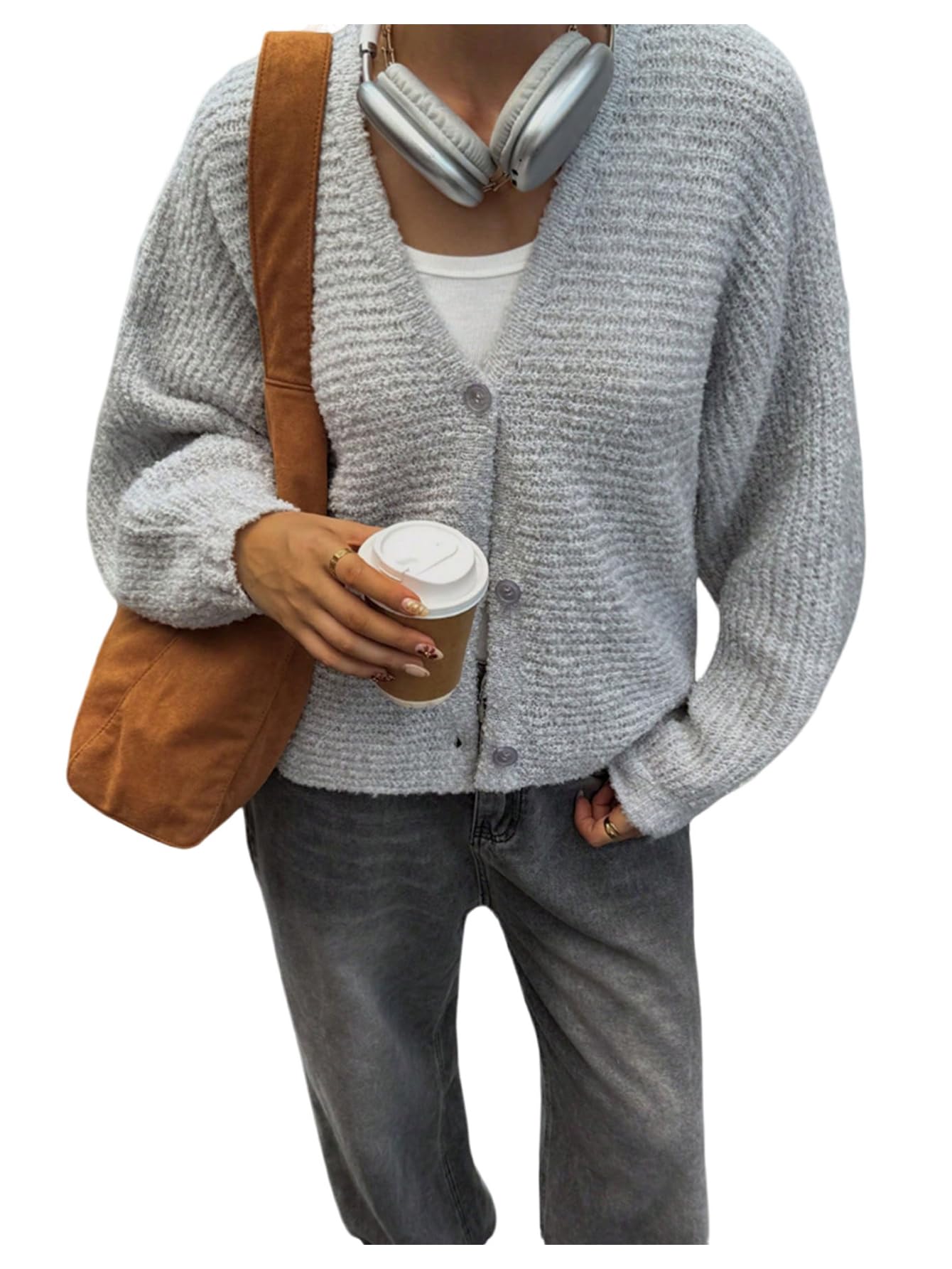 SOLY HUX Womens Button Down Cardigan Sweater V Neck Long Sleeve Chunky Knit Trendy Outerwear