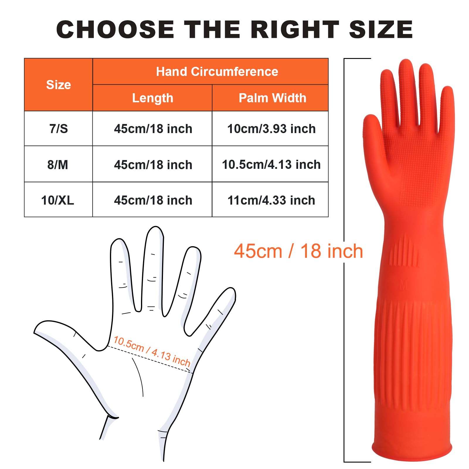 North Tower Guanti in gomma per la pulizia della cucina per il lavaggio dei piatti Kithchen, guanti resistenti al calore, 45,7 cm, 2 paia grandi