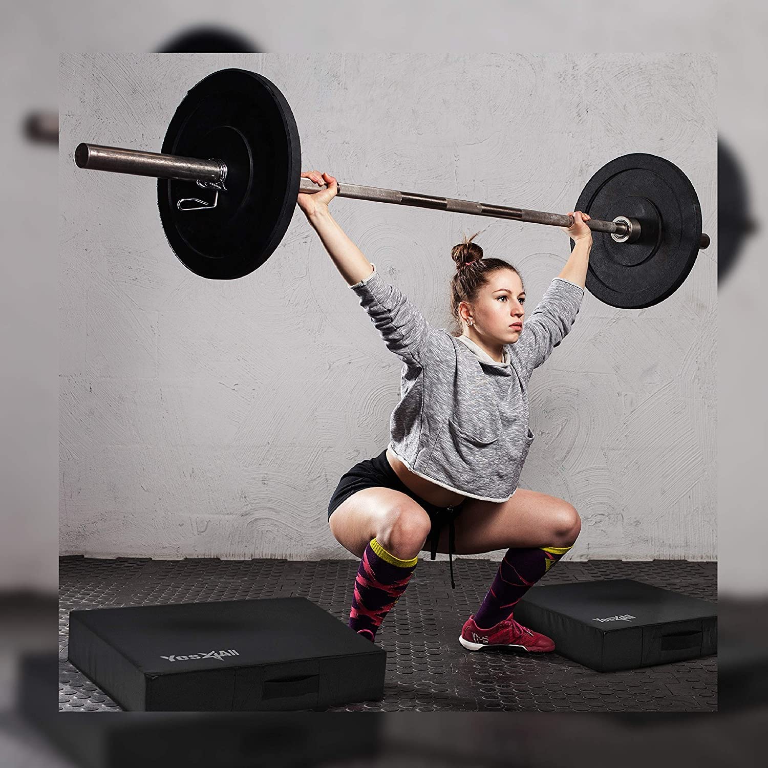 Yes4All Premium Silenziatore Drop Pads Cuscinetti per Sollevamento Pesi con Copertura in PVC Multicolore per isolare Il Suono e Proteggere Il Pavimento per Deadlift, Squat, Lunge