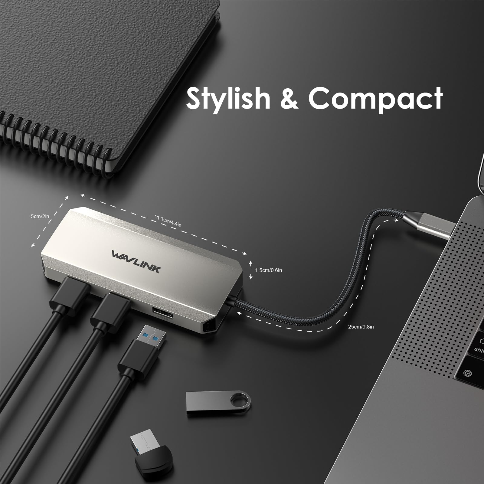 WAVLINK Stacja dokująca do laptopa, potrójna stacja dokująca 4K z podwójnym HDMI, DP, 100 W PD IN, 3 USB-A2.0 do urządzenia bezprzewodowego, kompatybilna z HP/Lenovo itp., tylko komputer Windows