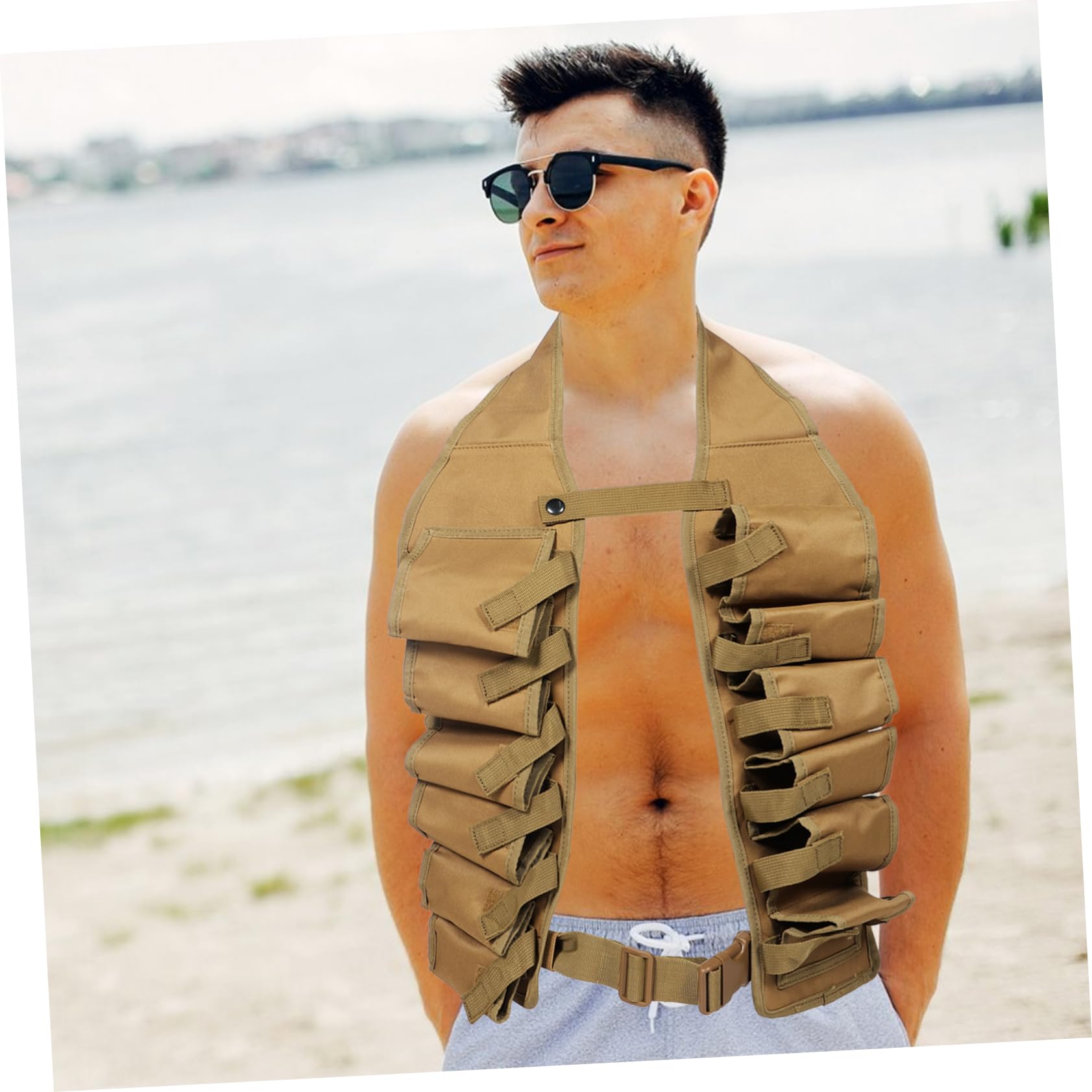 GALPADA Ceinture à Bières Pratique et Portable Gilet de Transport pour Boissons Accessoire Extérieur pour Barbecue et Randonnée Capacité et Résistante Oxford Facile à Nettoyer Transporter