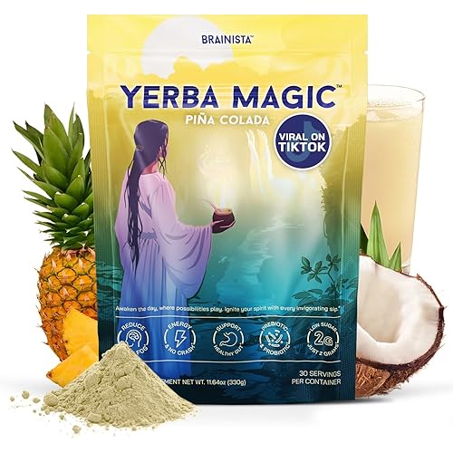 Yerba Magic - Yerba Mate Instant Tea Powder, 3-in-1 Super Drink - Clean Energy, Brain Fog Buster, and Gut Health Powered by Nootropics, Prebiotics & Probiotics | Pina Colada 30 Servings