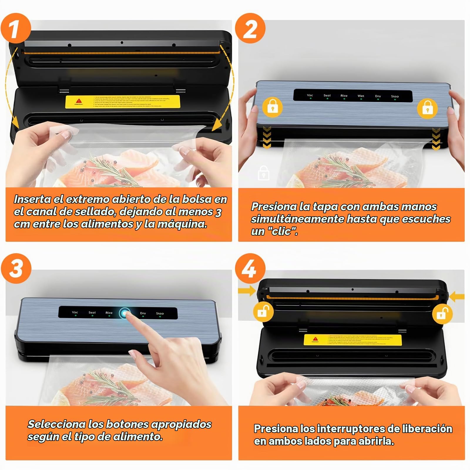 Envasadora al vacío 5 en 1, sellador al vacío rápido y compacto, multifuncional para alimentos secos, húmedos y frescos, 50 bolsas de vacío incluidas, ideal para la conservación de alimentos de
