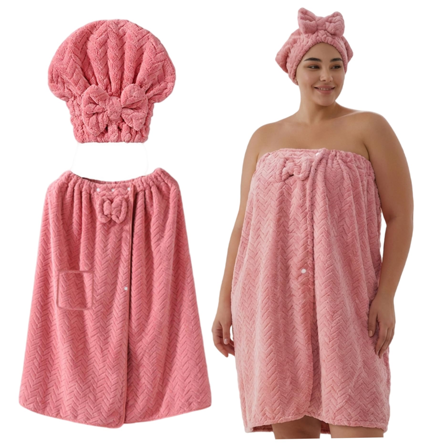 Serviette bain en polaire séchage rapide et jupe de douche réglable femme