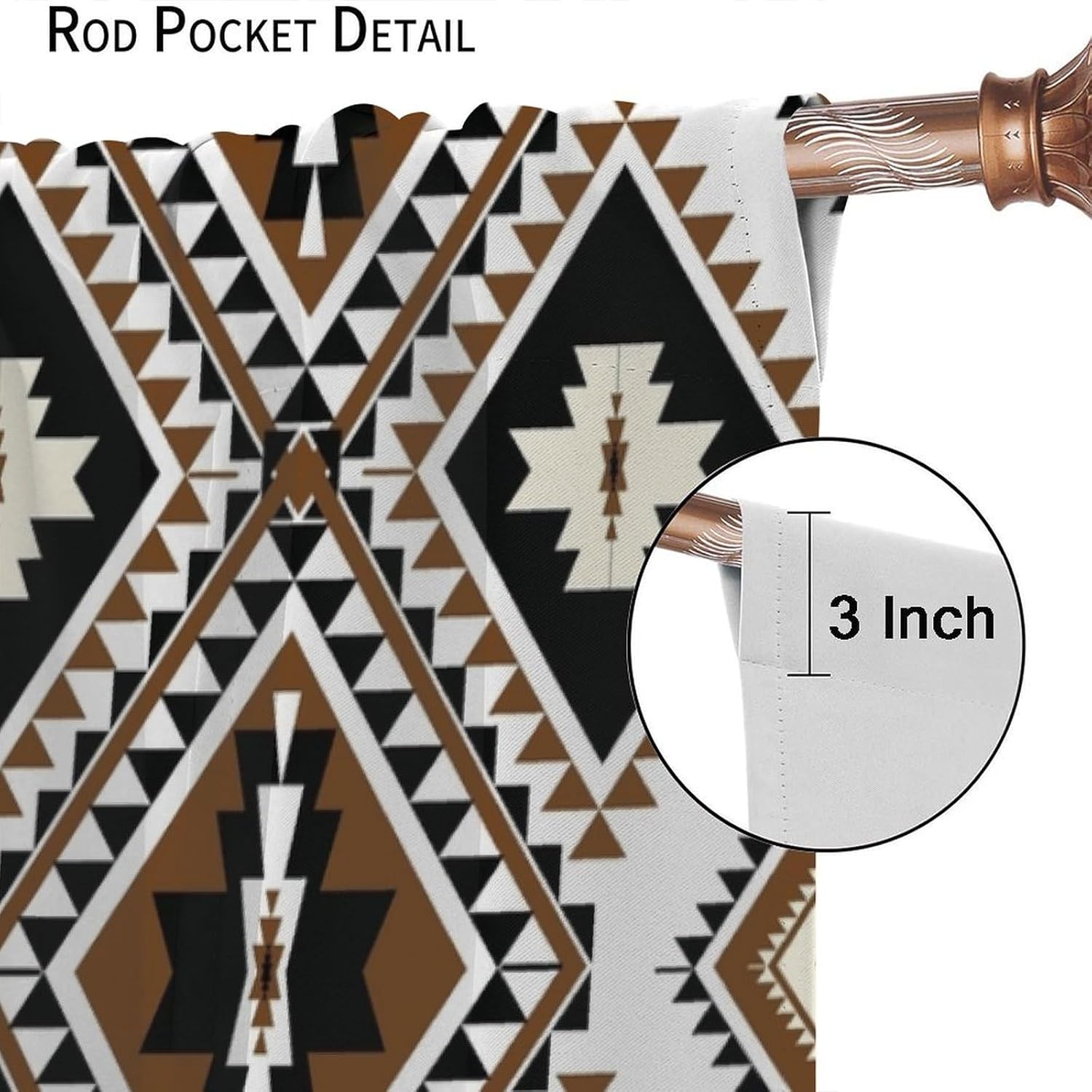 Vintage Aztec Blackout Curtains Abstract Geometric Tribal American Native Art Printed Window Drapes for Bedroom Living Room Decor Fabric 2 Panel 42x45 Inch 30% Shading Rate - Image 6