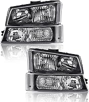 Vista 16 de G-PLUS Faros delanteros compatibles con Chevy Avalanche 1500 2500/Ajuste Chevy Silverado 1500 2500 HD 3500 2003-2006, lente transparente, carcasa