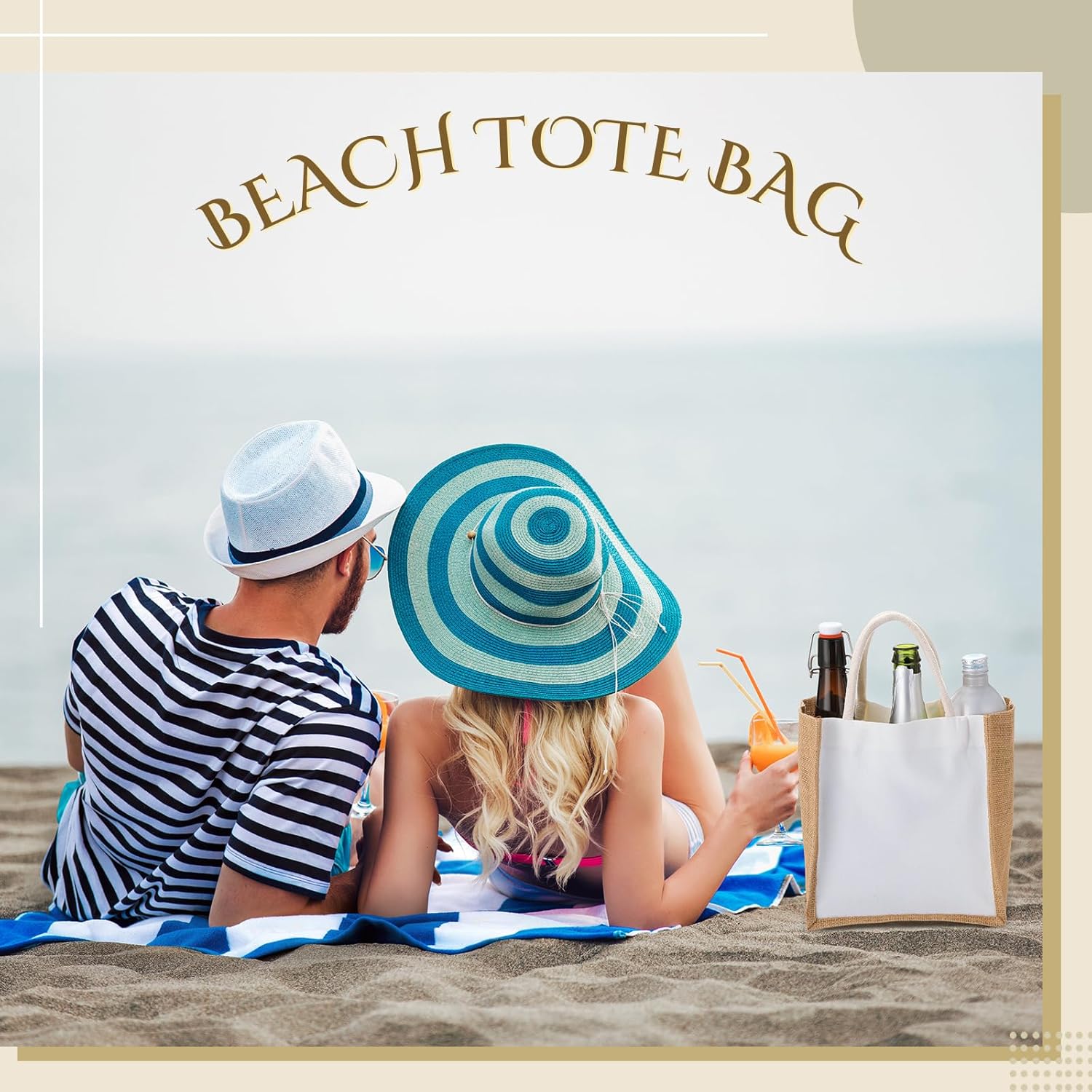 Cunno 12 Pcs Burlap Tote Bag Mini Jute Reusable Bag with Handles Small Blank Canvas Gift Waterproof for Wedding Beach DIY - Image 2