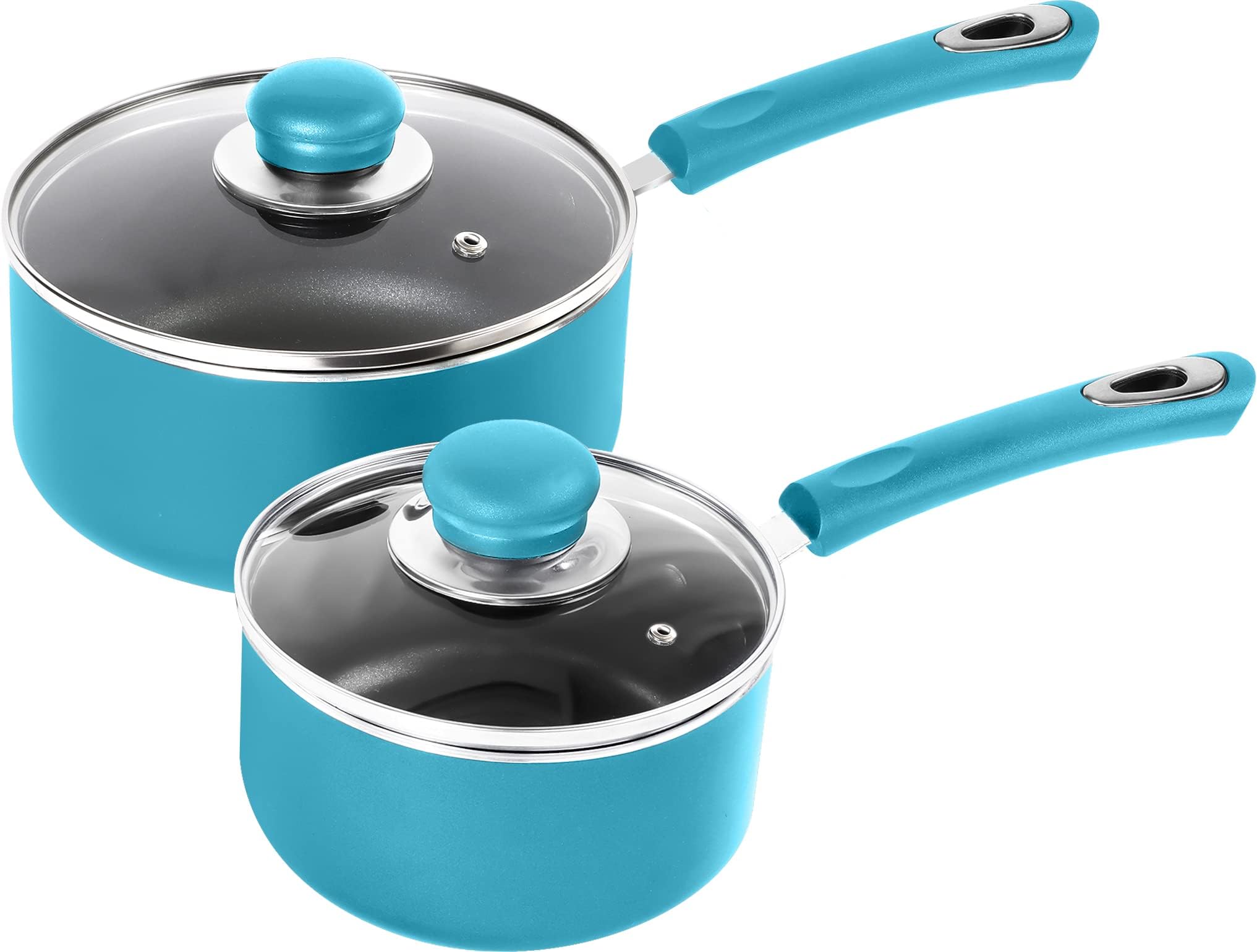 Couvercles Verre Trempé Set Casseroles Inox 16 Pièces - Batterie Cuisine Induction Toutes Plaques Kit Cuisine Complet