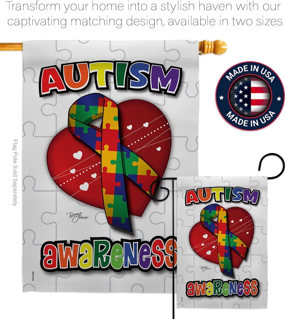 Autism Awareness Gifts Tapestry Indoor Decor Banner Indoor Room Wall Hanging Art Patio Porch Lawn Garden Flag Outdoor Support Decorations Yard Signs Made In USA