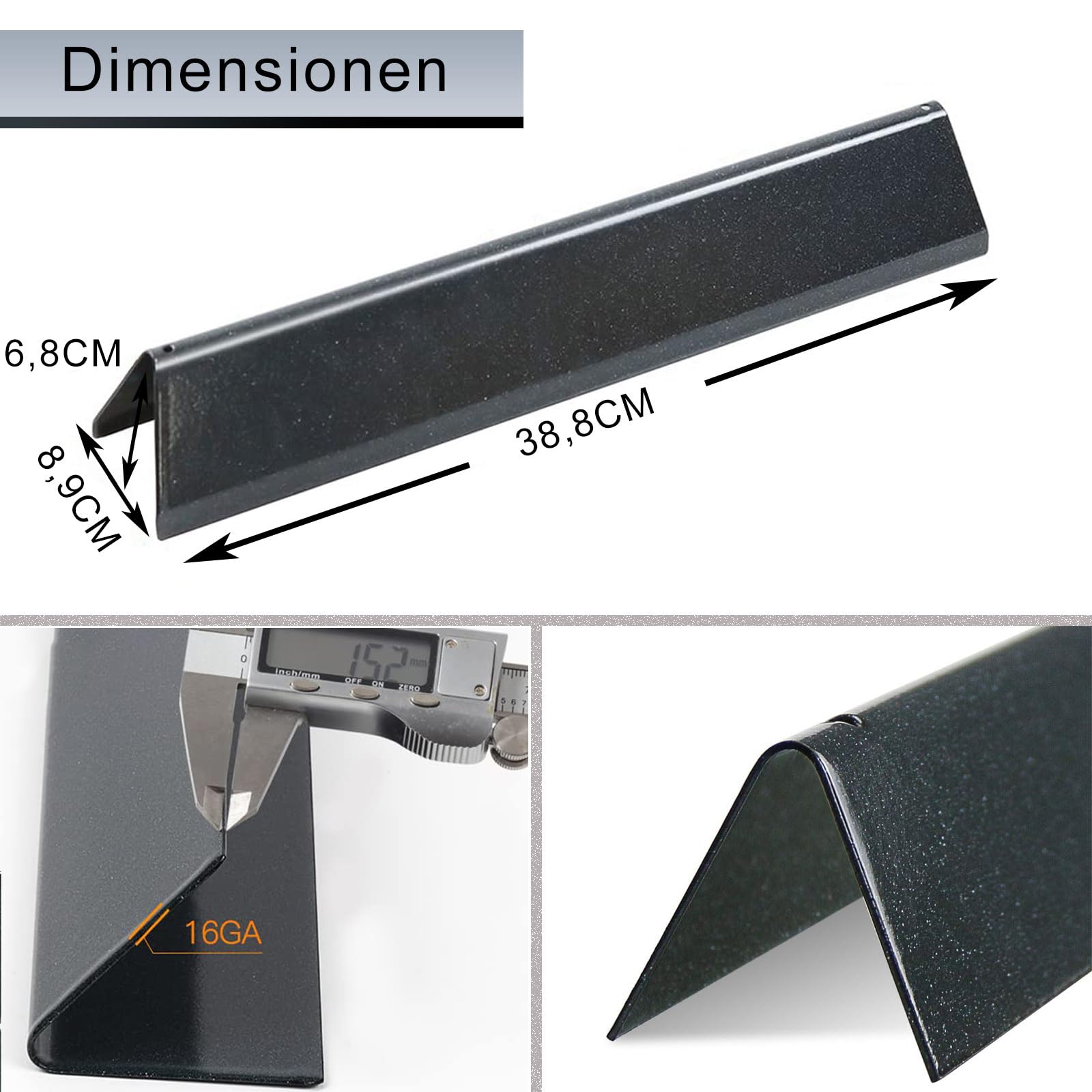 MGiessca Barre Aromatizzanti 7635 38,8 cm per Weber Spirit I & II 200, E210/E220 S210/S220 (Comandi Anteriori), Copertura Bruciatore in Porcellana Smaltata, Ricambio Hitzeschild per Grill a Gas
