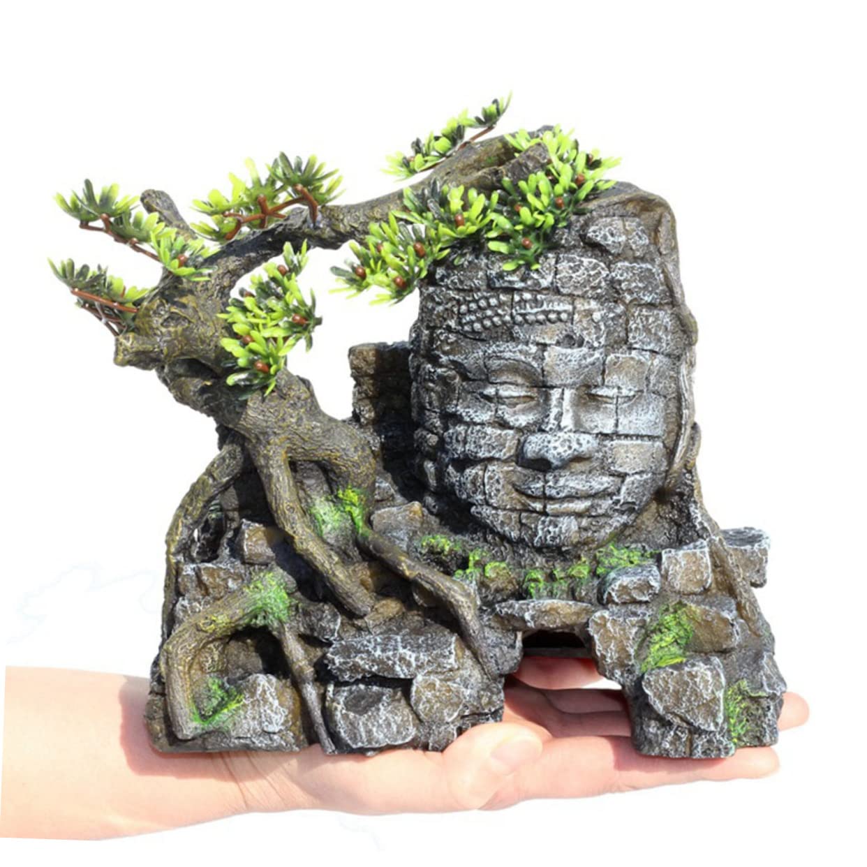Kisangel Ornement De Décoration pour Aquarium Simulation De Bouddha avec Cachette De Et De Grotte pour Poissons Et Crevettes Accessoire Lifelike pour Réservoirs Eau Douce Et