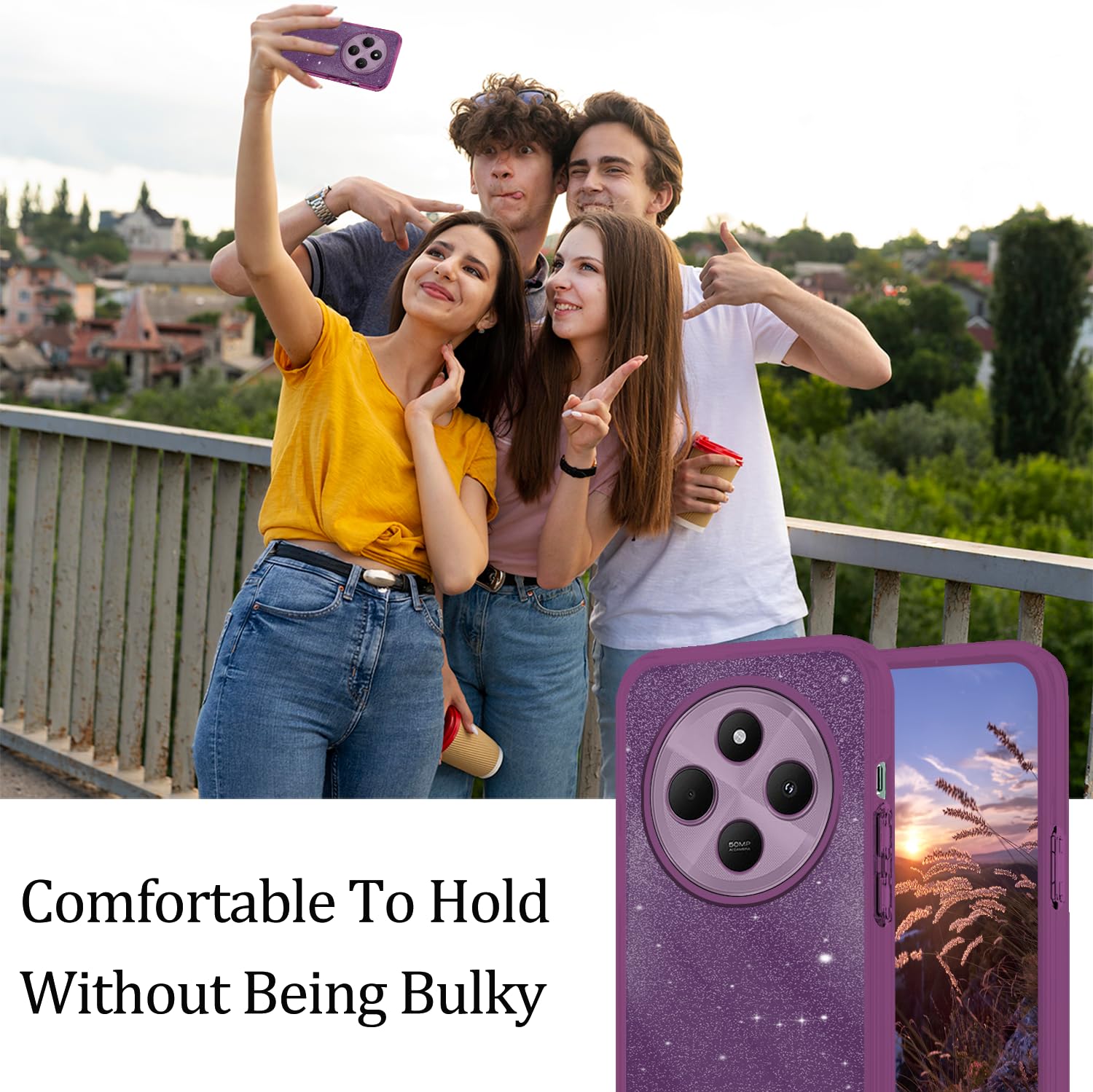 Glitter Case For Xiaomi Redmi 14C 4G / 14R 5G Cover,Magnetic Kickstand - View #3