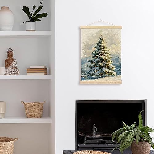 Miniatura 3 de BCUANGD Arte de pared de Navidad  Decoración de pared para árbol de Navidad de vacaciones de invierno, colgador de póster con marcos de madera,