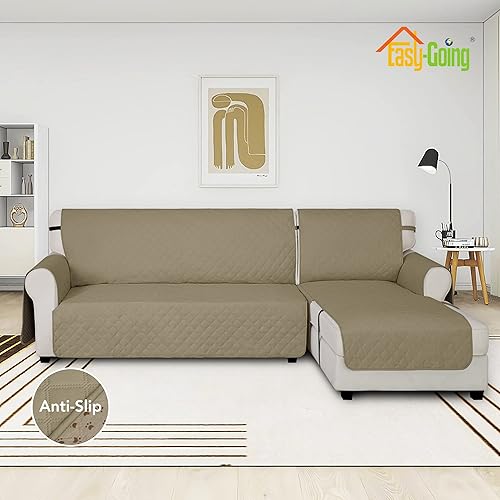 Miniatura 2 de Easy-Going - Fundas impermeables para sofá seccional con chaise, 2 piezas, antideslizantes, forma de "L", para perros, protector de muebles a prueba