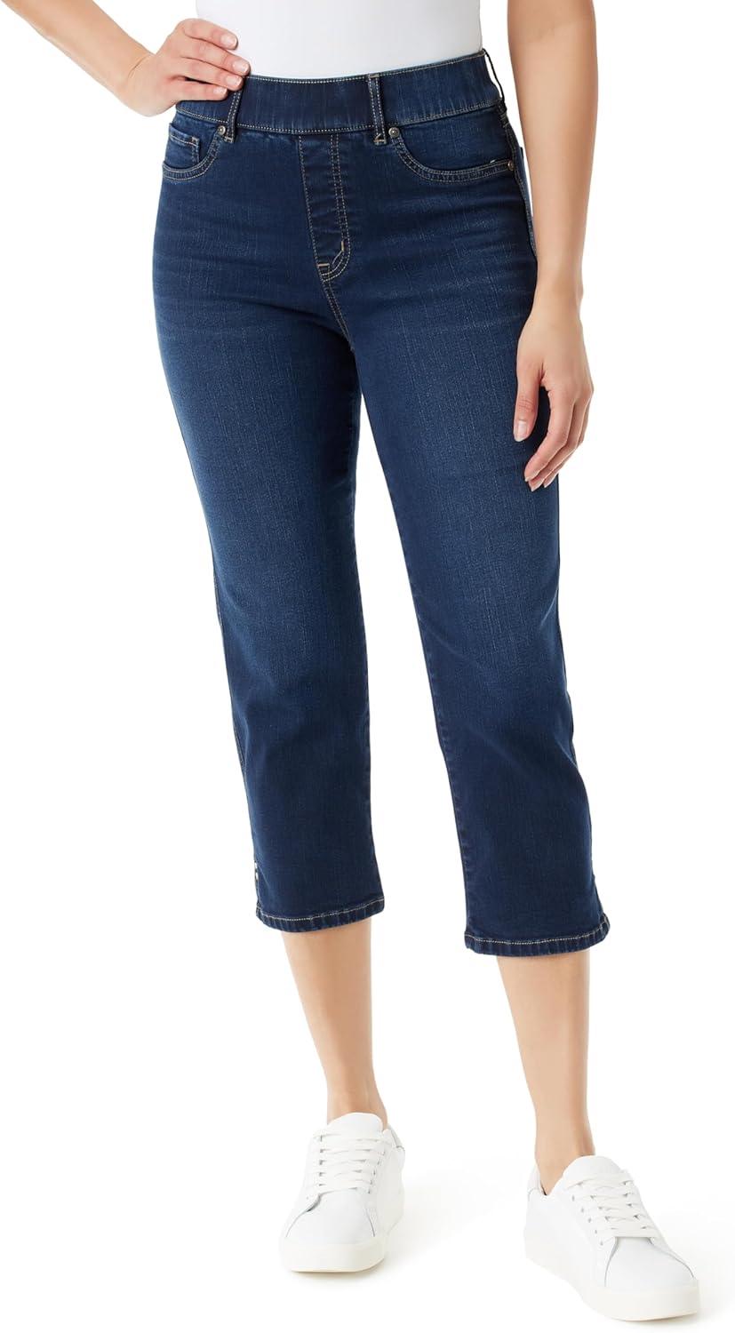 Gloria Vanderbilt Womens Shape Effect Pull on High Rise Straight Leg Capri Standard