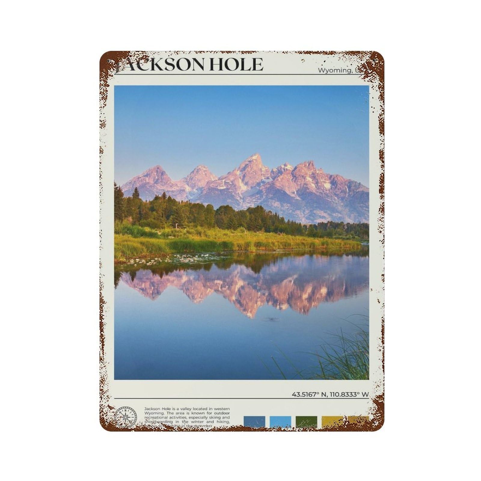 xiaoxiaoshen Real Photo Jackson Hole Decor Wyoming Wall Decor Art Metal Tin Poster Modern Home Decor Art Home Bar Shop Decorations Vintage Sign 40x30cm