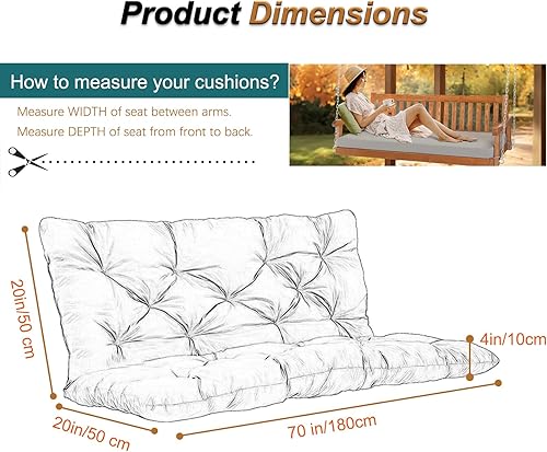 Miniatura 202 de Cojín de repuesto para columpio de 2-3 asientos, cojines de banco para exteriores con respaldo grueso de 4 pulgadas, muebles de patio, jardín, Flor