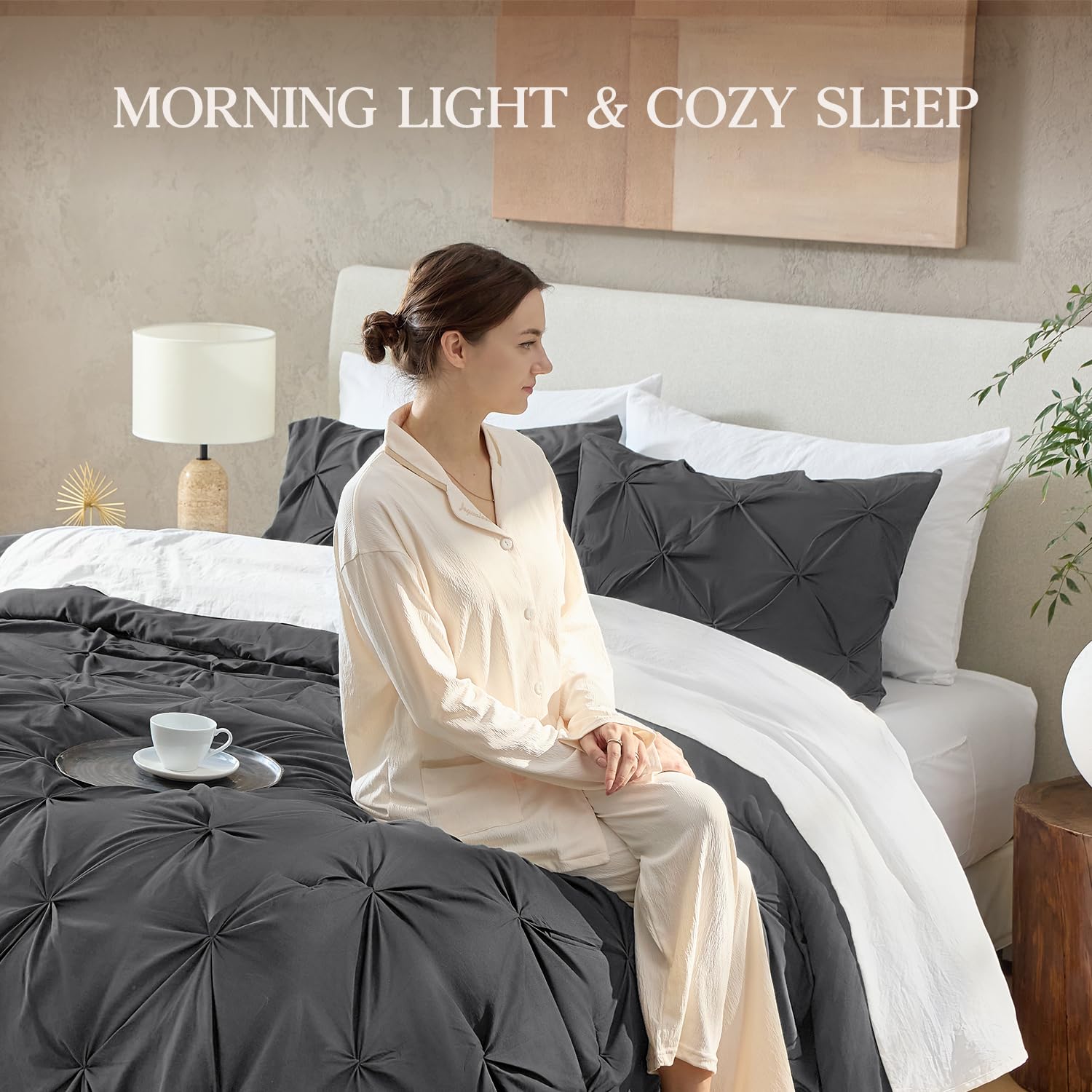 Amazon.com: Andency Queen Pinch Pleat Comforter Set (90