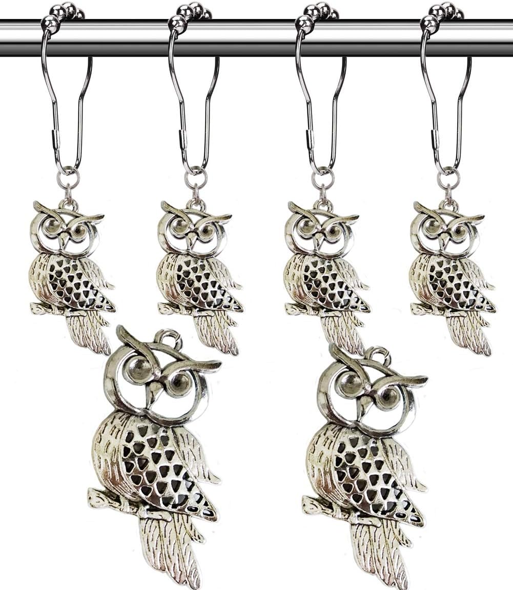 Antique Owl Shower Curtain Hooks Brushed Nickel Shower Curtain Rings