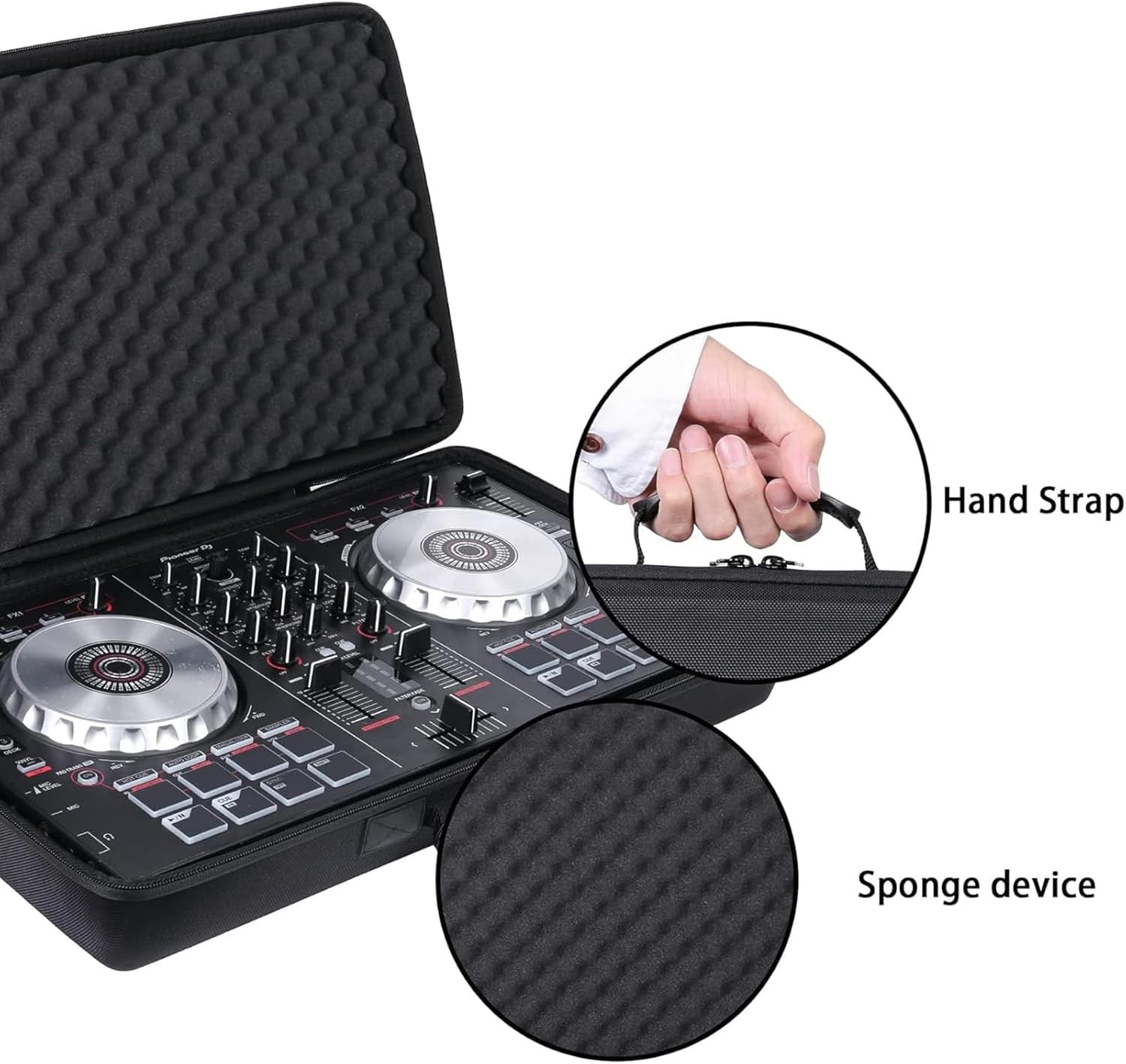 DJ Controller Case, Scratch Proof EVA Fabric with Shock Absorbing Foam Lining for Pioneer DDJ FLX4 DDJ 400 DDJ SB2 DDJ SB3 DDJ DDJ 2 Channel Controller (50 * 30 * 8cm)