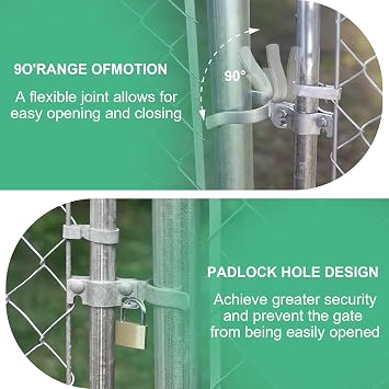 1-3/8 x 2-3/8 Chain Link Fence Gate Fork Latch - Fence Gate Latch - Galvanized Fence Gate Latch with Hole for Padlock, Chain Link Gate Latch(Silver, 1-3/8 x 2-3/8)