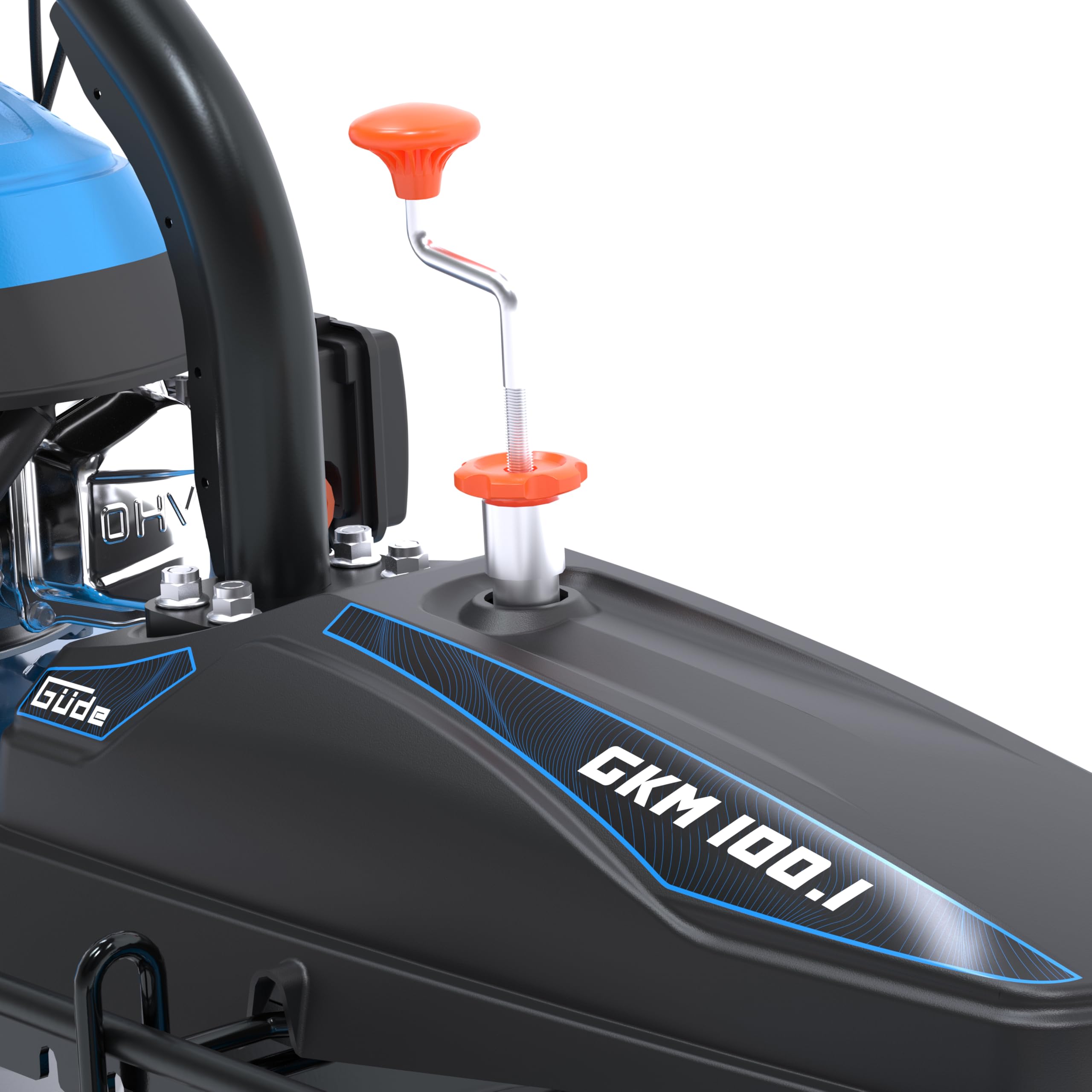 Güde GKM 100.1 Kehrmaschine - 4-Takt OHV-Motor, 173 Kubikzentimeter Hubraum, 3,2 Kilowatt, 4,4 PS, 1 Meter Arbeitsbreite, Bürste, Schneeschild und 72 Liter Behälter, 3 Vorwärts- und 1 Rückwärtsgang