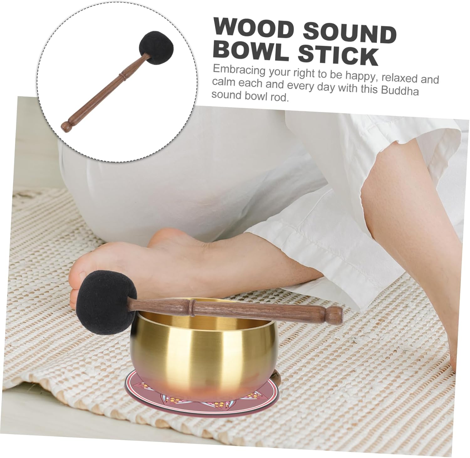 Handcrafted Tibetan Wool Felt Singing Bowl Mallet Premium Meditation Sound Bowl Striker for Yoga and Sound Healing Therapy
