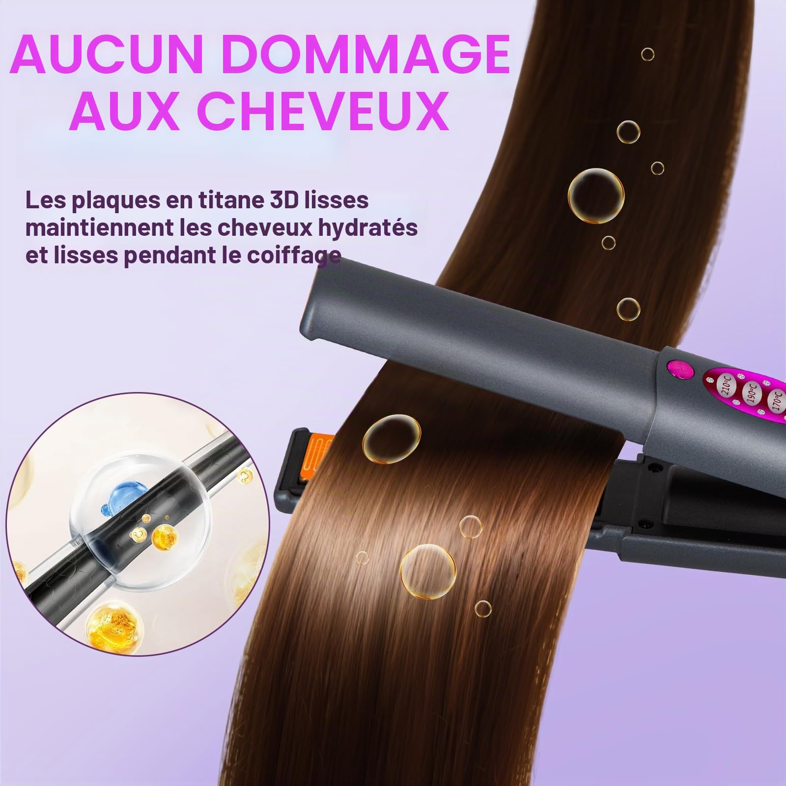 OBEST Lisseur de Cheveux Sans Fil, Fer à Boucler Sans Fil 2 en 1 5000 mAh | Mini Lisseur de Cheveux Portable de Voyage en Titane, Chaleur Rapide, Charge de Type C, 3 Températures Réglables