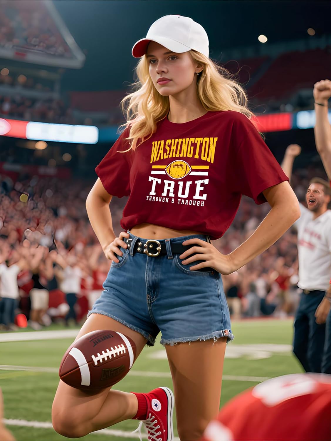 Football Shirts for Women Game Day Shirt Football Season Tshirt Team Fan Tees Graphic Raglan Short Sleeve Tops - Image 3