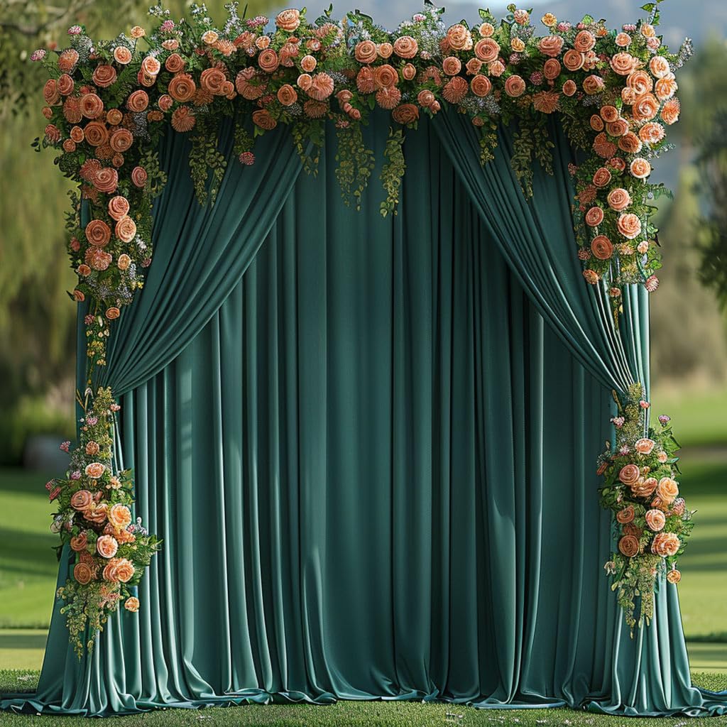 20x10ft Wrinkle Free Hunter Green Backdrop Curtain for Parties Soft Fabric Drapes Wedding Dark Green Curtain Backdrop for Birthday Party Decorations