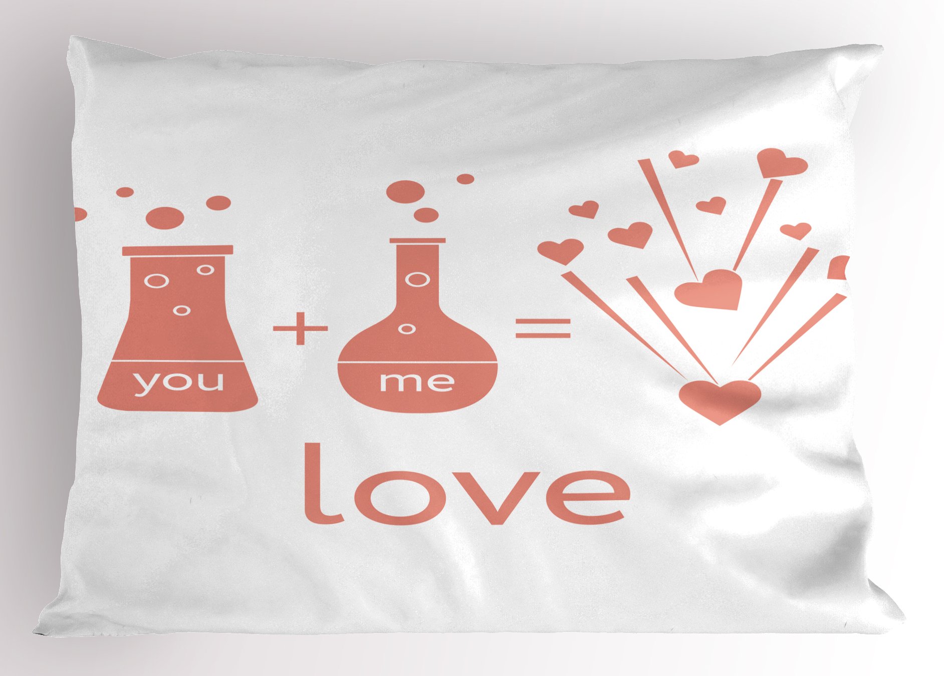 Lunarable You and Me Pillow Sham, Chemistry of Love Hormones Laboratory Falling for You Romance Humor Theme, Decorative Standard Size Printed Pillowcase, 26