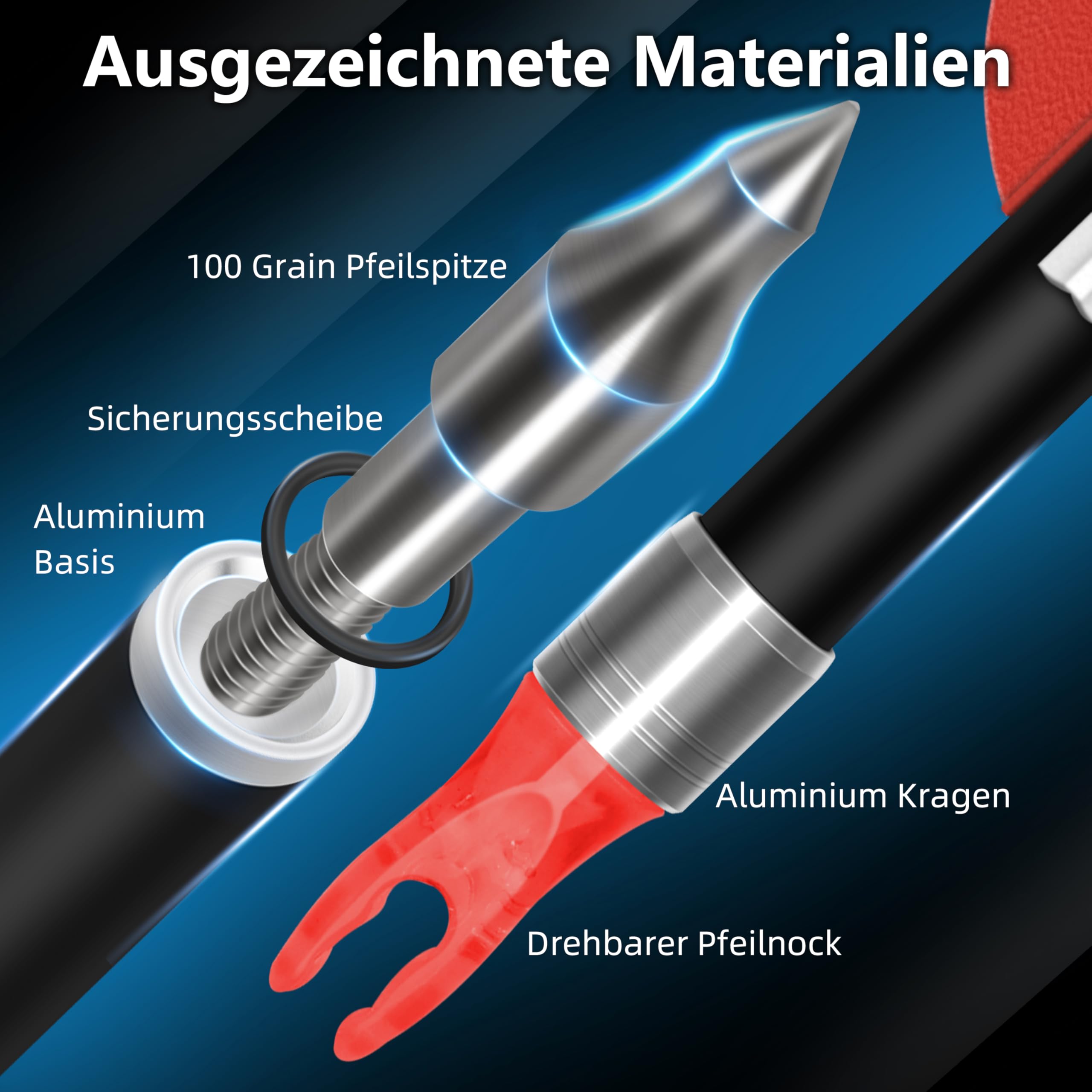 Sunya Pfeile für Bogenschießen. Spine 400/500, 30 Zoll Carbonpfeile, Bogen Erwachsene Jagdpfeile für Recurvebogen Compoundbogen. 12er Pack