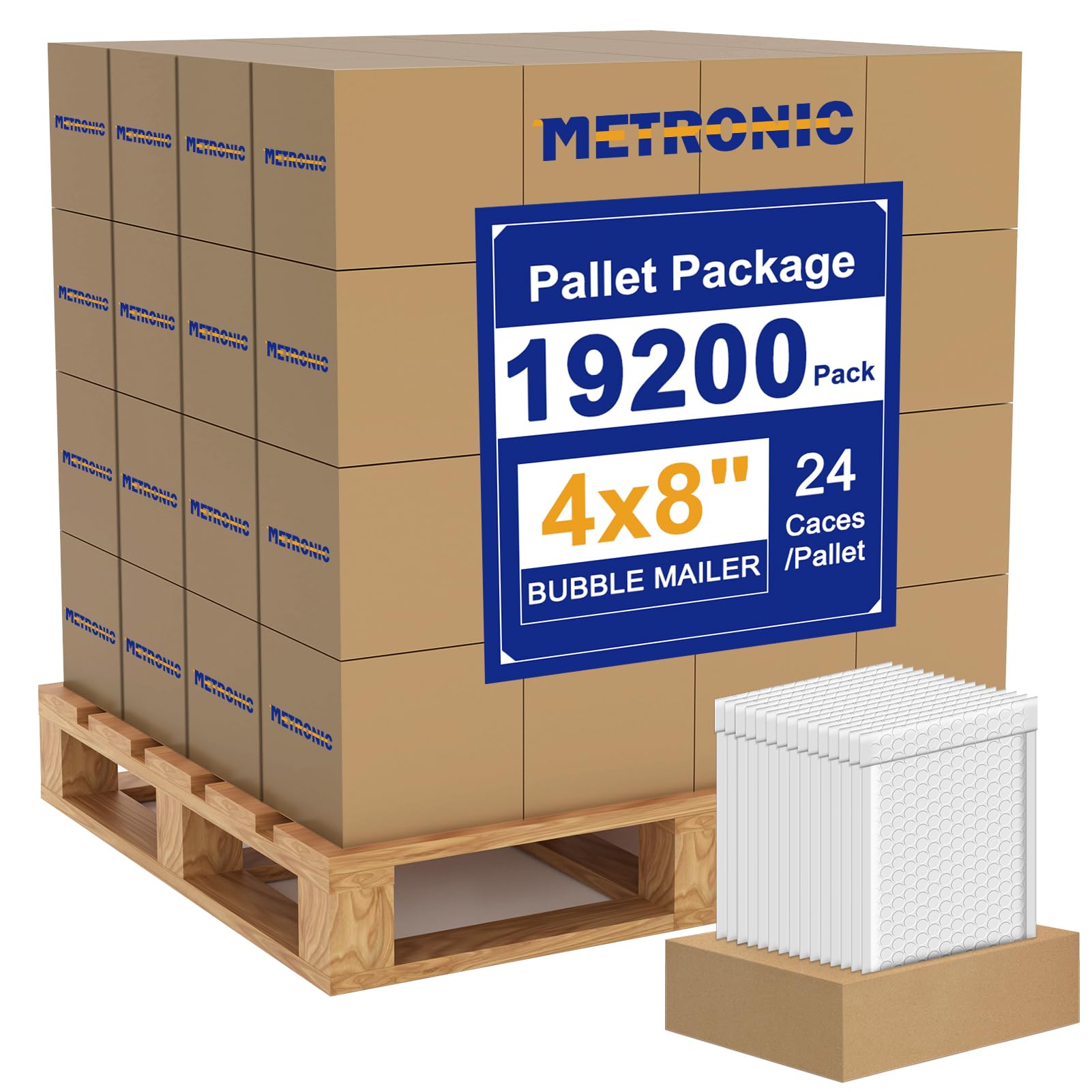 METRONIC 4x8" Bubble Mailers 19200 Pack Waterproof White Padded Envelopes