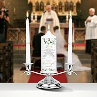 Vista 1 de Juego de 3 velas florales Unity para ceremonia de boda con soporte de plata, accesorios de boda para recepción