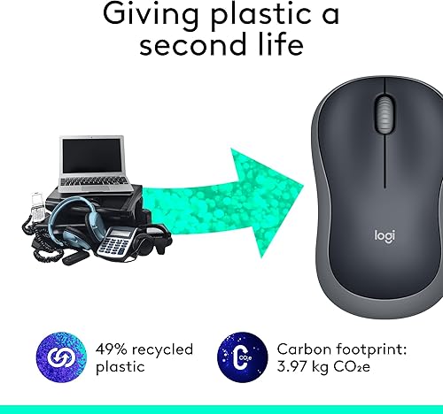 Miniatura 4 de Logitech Ratón inalámbrico M185, 2.4 GHz con mini receptor USB, duración de la batería de 12 meses, seguimiento óptico de 1000 DPI, Swift Gris,Negro