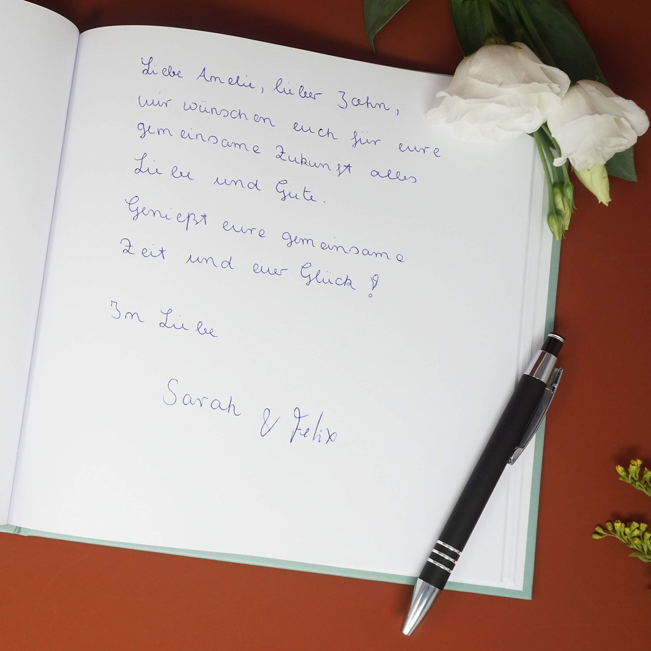 D7 - Libro degli ospiti per matrimonio con copertina rigida in lino di lusso e iniziali personalizzate / Album personalizzato / Design con lamina d'oro di lusso / Libro di fidanzamento in
