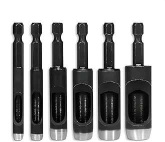Drill Master 6 Piece Hollow Punch Set With Hex Shanks, Non-Slip Fit, Sizes: 3/16", 1/4", 5/16", 3/8", 7/16", 1/2"