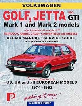 VW GOLF, JETTA, RABBIT, CADDY, SCIROCCO 1974-92 Workshop and Owners Manual, Service/Tune-up Guide inc. GTI, Convertible, Diesel not 4x4 transmission
