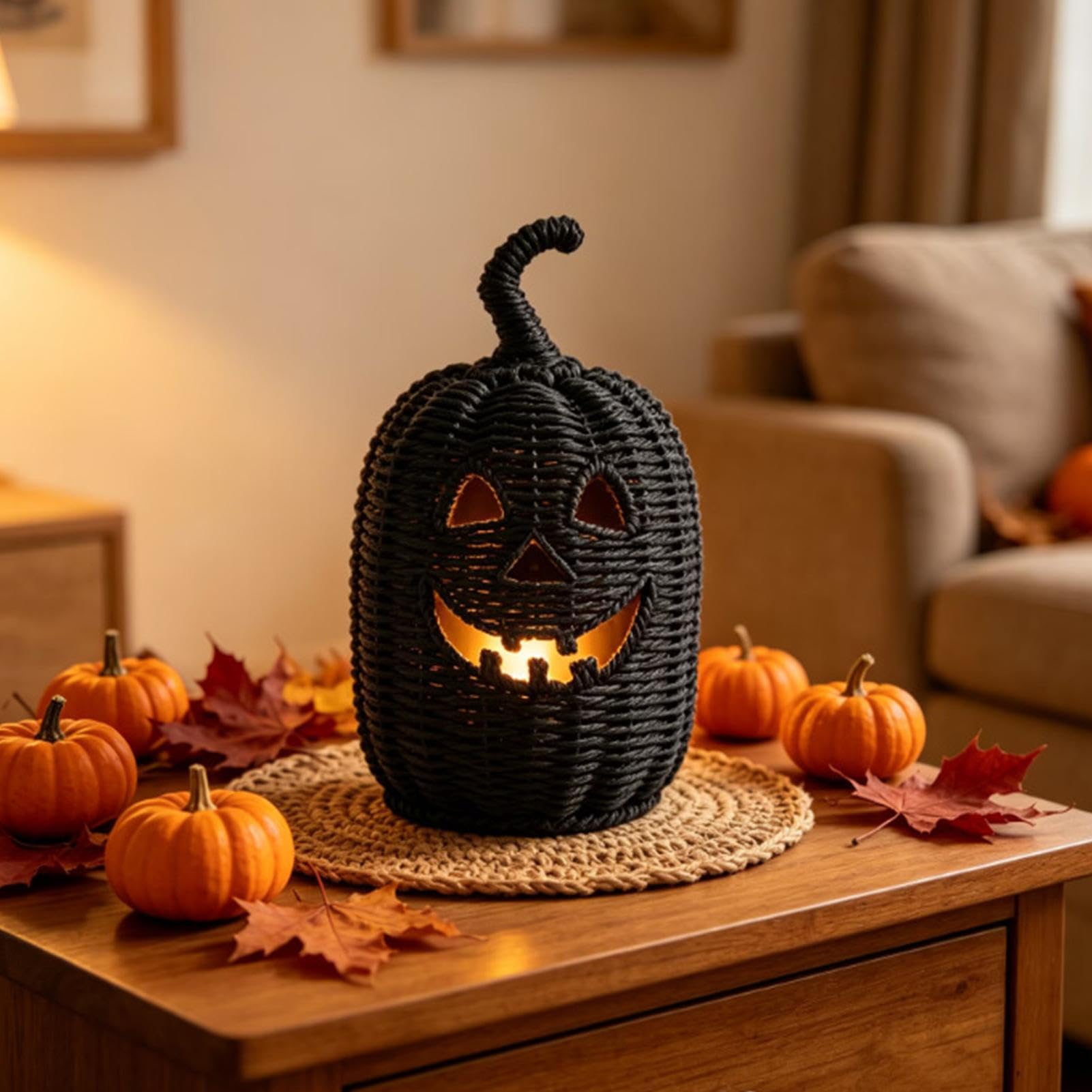 Geflochtener Halloween-Kürbis LED-Kerze Halloween-Aufbewahrungsbox