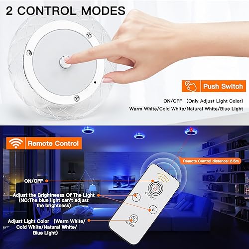 Miniatura 4 de BlueFire Luces interiores de caravana, luces de techo de 600 lm, 4 luces LED regulables de color para caravana, accesorio de 12-18 V con interruptor