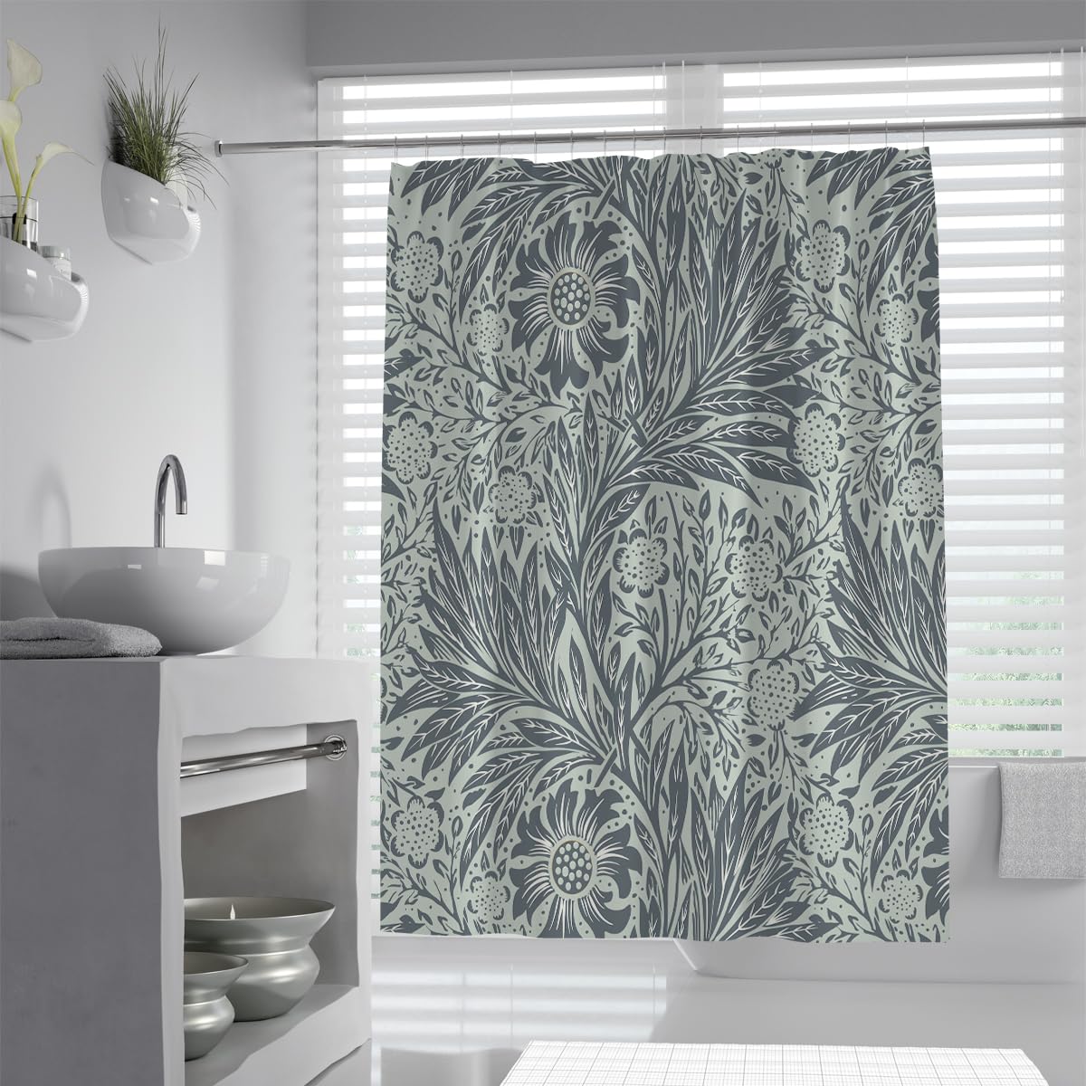 OLLIAR Home Vintage Floral Shower Curtain 150x180 Shower Curtain Sets for Bathroom with Hooks Farmhouse Decor Curtain for Women Girls Waterproof Bath Curtains