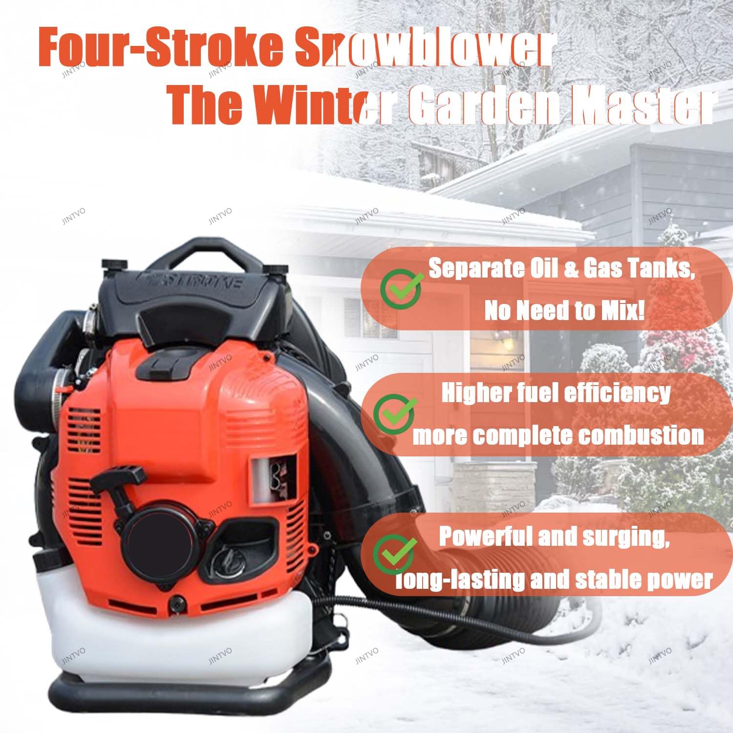 Soplador De Mochila De Gasolina De 4 Tiempos, Soplador De Hojas Y Nieve De Alta Eficiencia, No Requiere Mezcla De Combustible, Gran Volumen De Aire para Limpieza De Hojas En El Jardín(Red)