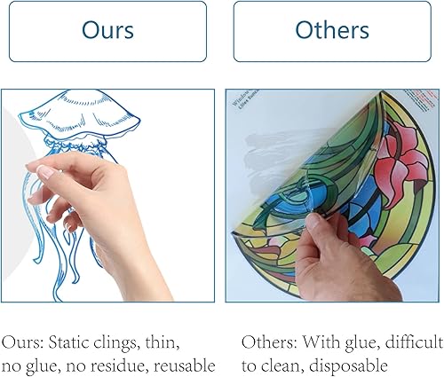 Miniatura 4 de GORGECRAFT 8 calcomanías de ventana de animales marinos estáticos de tortugas marinas de vidrio para puerta corrediza, película de vinilo