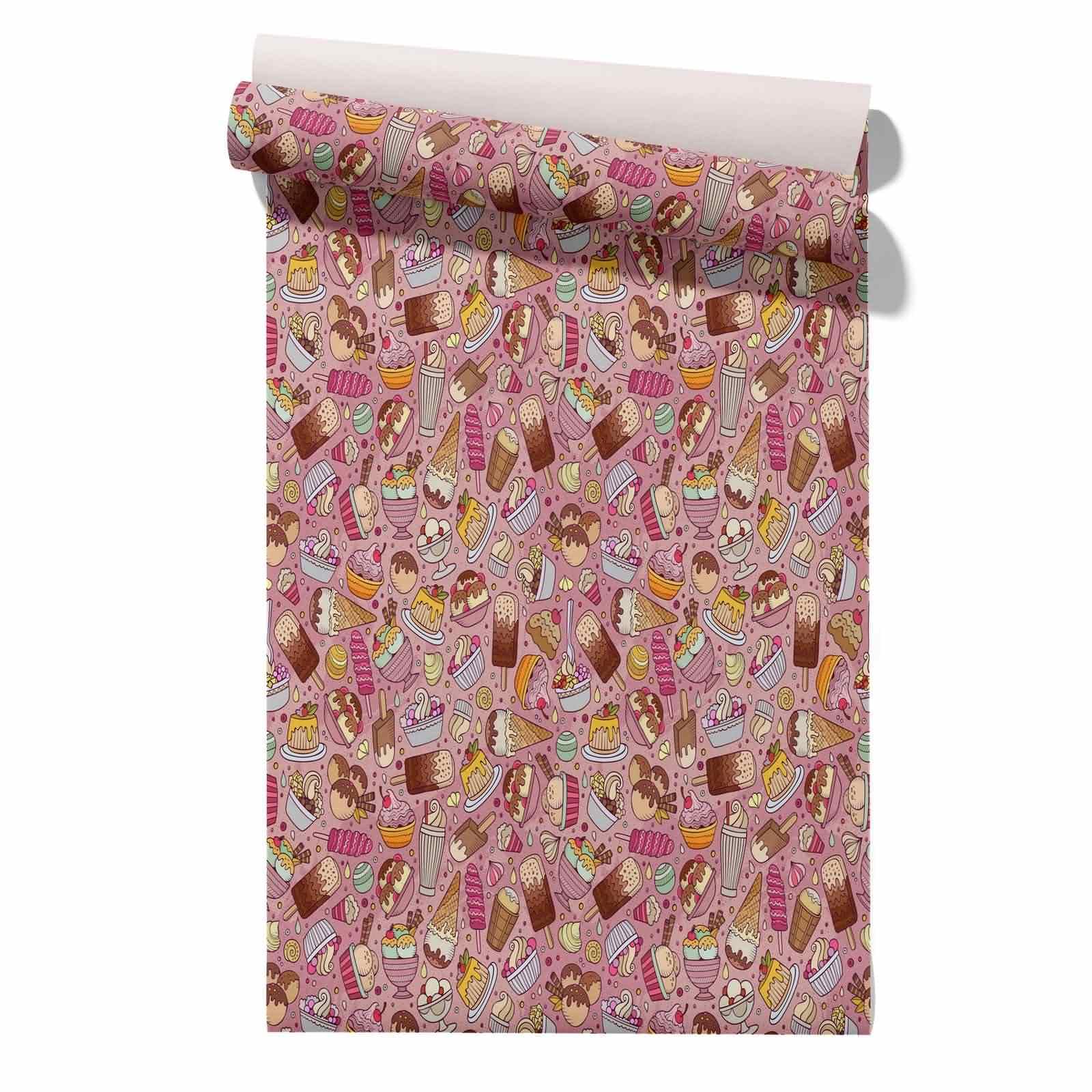 CEVAN Luxury Wallpaper for Bedroom Drawer Shelf Liners Kitchen Cabinet Ice Cream Cartoon Hip Hop 45x500cm