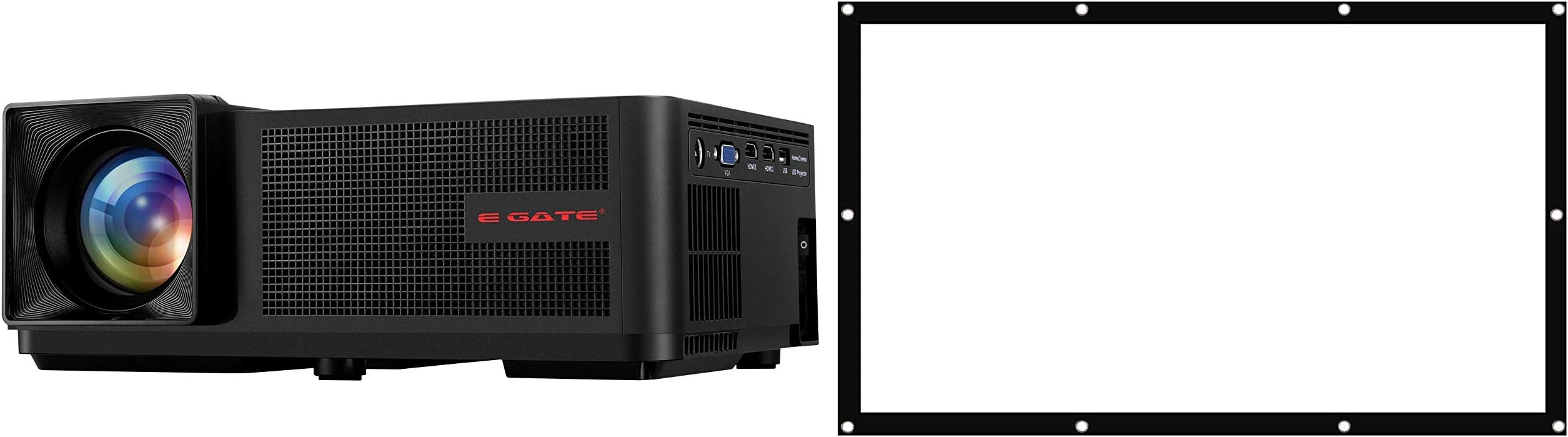 EGATE P9 LED HD 3600L Projector - 1280 X 800_Egate EYE64 Projector Screen Eyelet, 6 x 4 feet Combo
