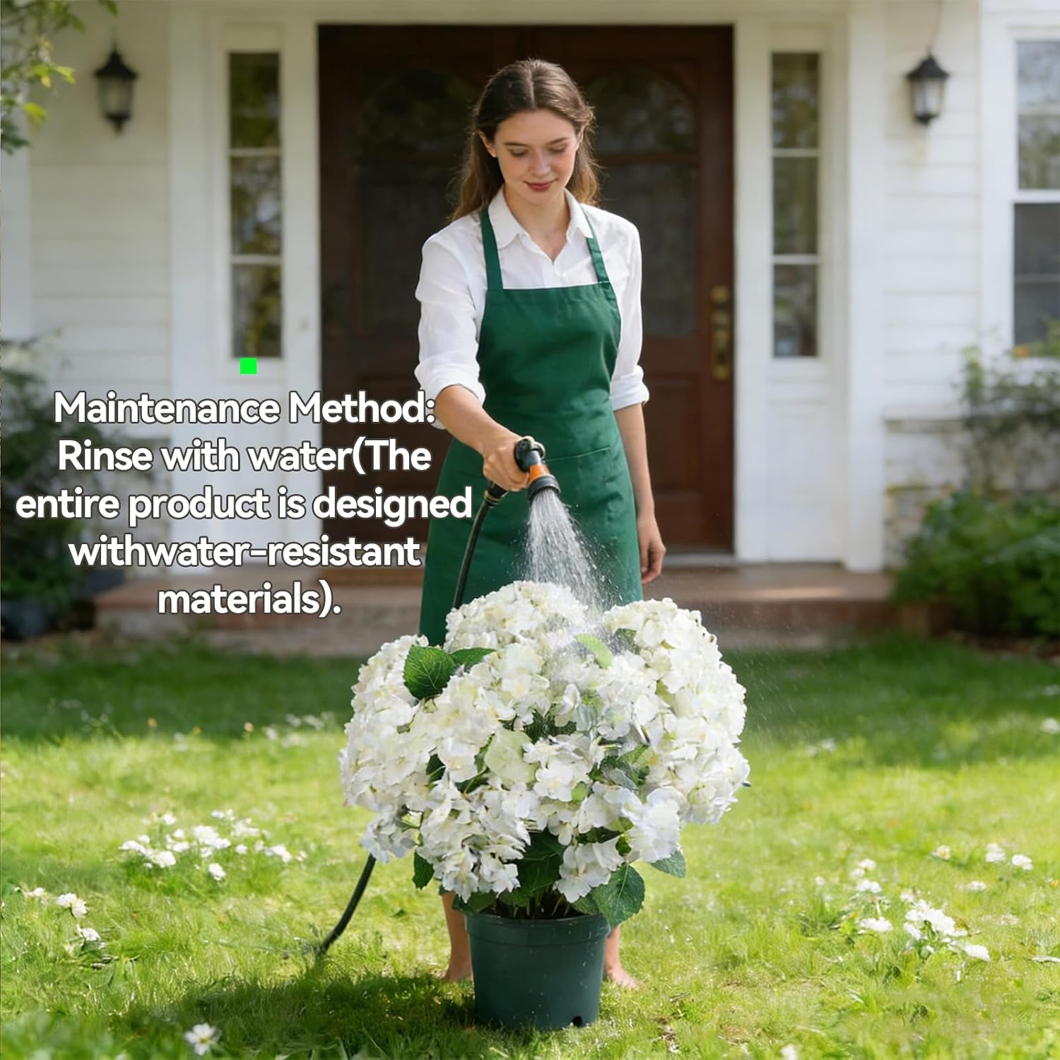 QIANYUN Artificial Topiary for Outdoors -20” Potted Plant Fake Hydrangea Bush-UV Resistant Artificial Outdoor Plants for Front Porch, Garden, Yard, Patio Decor (White)