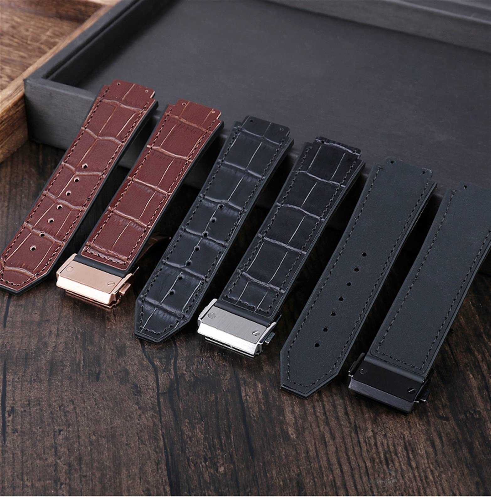 Cinturino in vera pelle di mucca 25 x 19 mm per HUBLOT Classic Fusion Universe Big Bang Series da uomo, cinturino per orologio con fibbia a farfalla