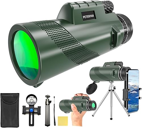 Miniatura 1 de 80x100 HD High Power Lightweight Monocular Telescope for Adults with tripod and smartphone adapterSuitable for smartphones, hunting, bird watching,