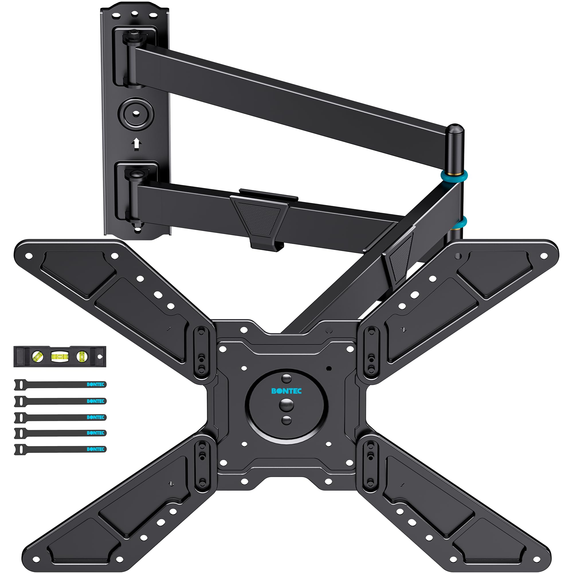 BONTEC Supporto TV da Parete per TV 32-75", Rotazione 90° e Braccio 838 mm | Portata 50 kg, VESA max 600x400 mm, staffa girevole e inclinabile, passa da orizzontale a verticale