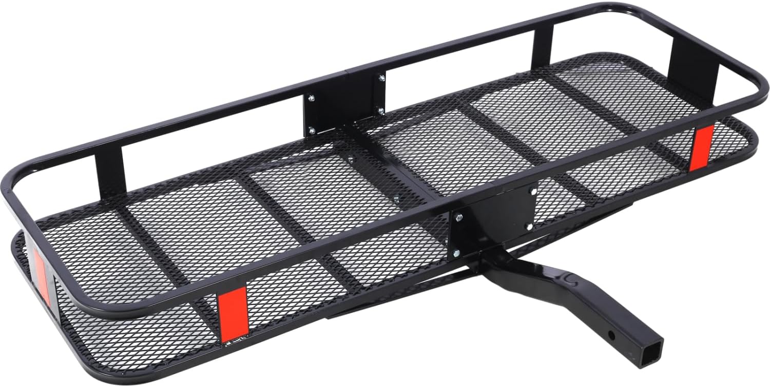 Hitch Mount Cargo Carrier Basket 60" X 21" X 6" with Folding Arm and Rust-Resistant Coating